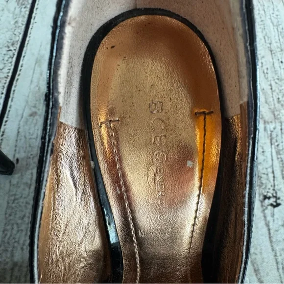 BCBG Generation Black Patent Peep Toe 4” Stiletto Heels Size 7 - Picture 8 of 12